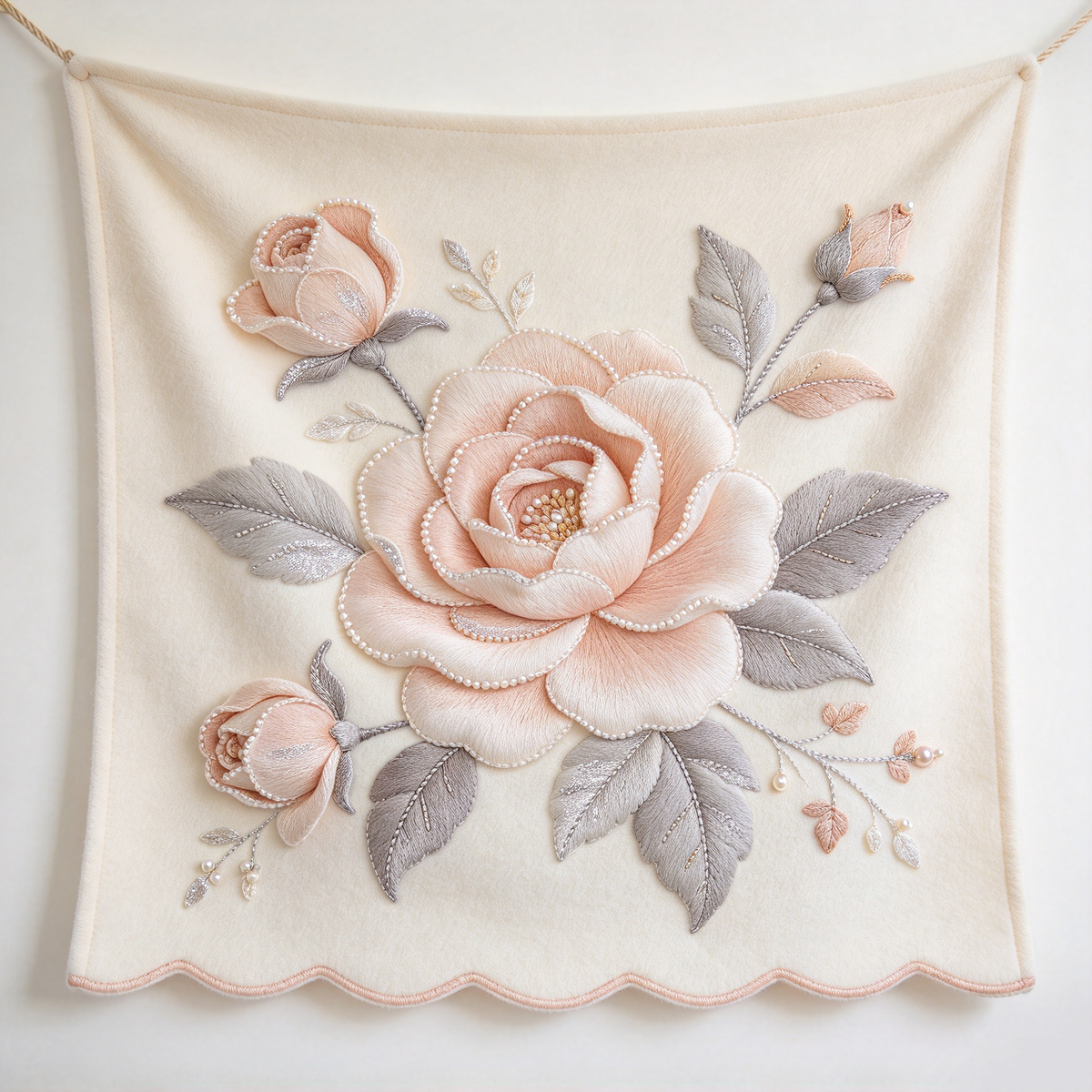 Blush Peony Pearl Square Tapestry