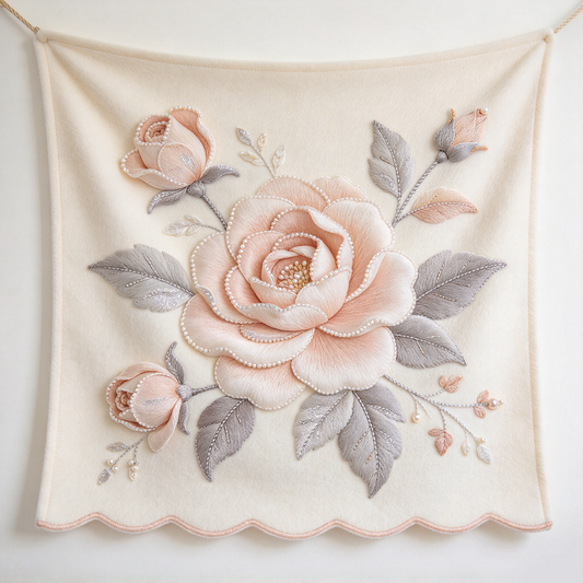 Blush Peony Pearl Square Tapestry
