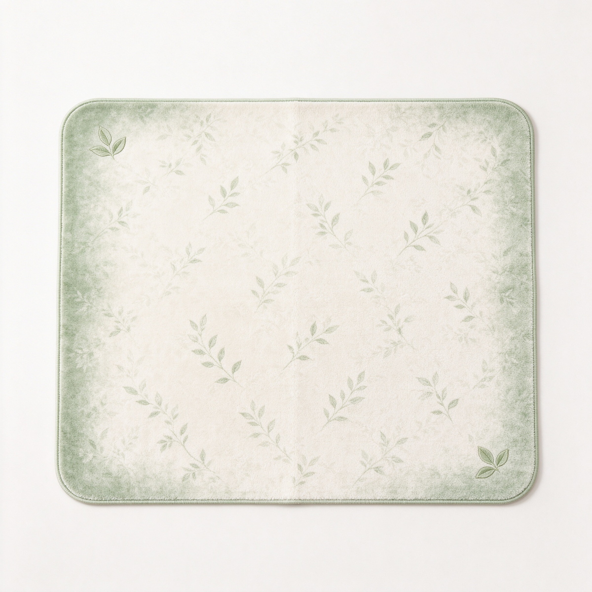 Sage Green Leaf Branch Rectangular Rug