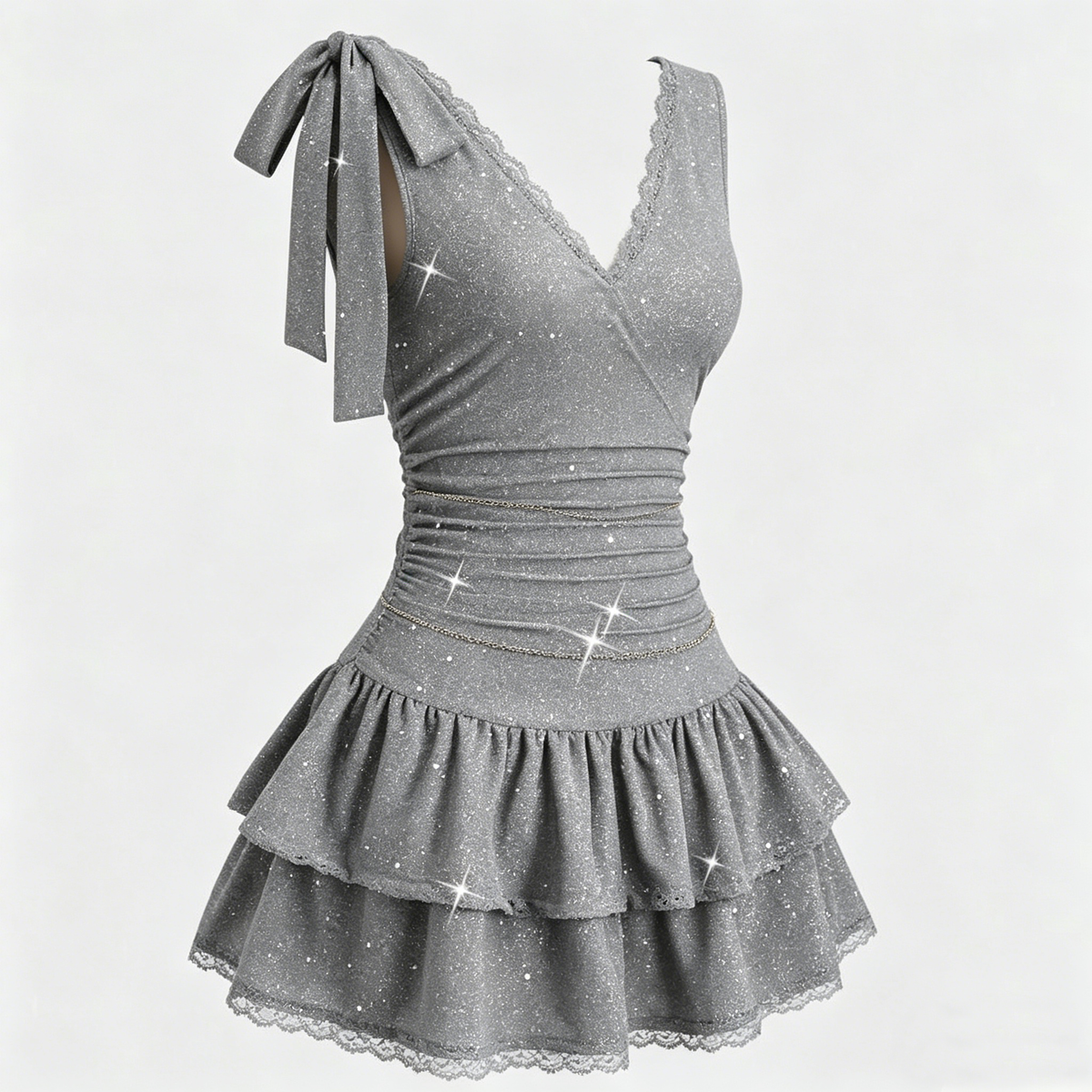 Glitter Bow Mini Dress