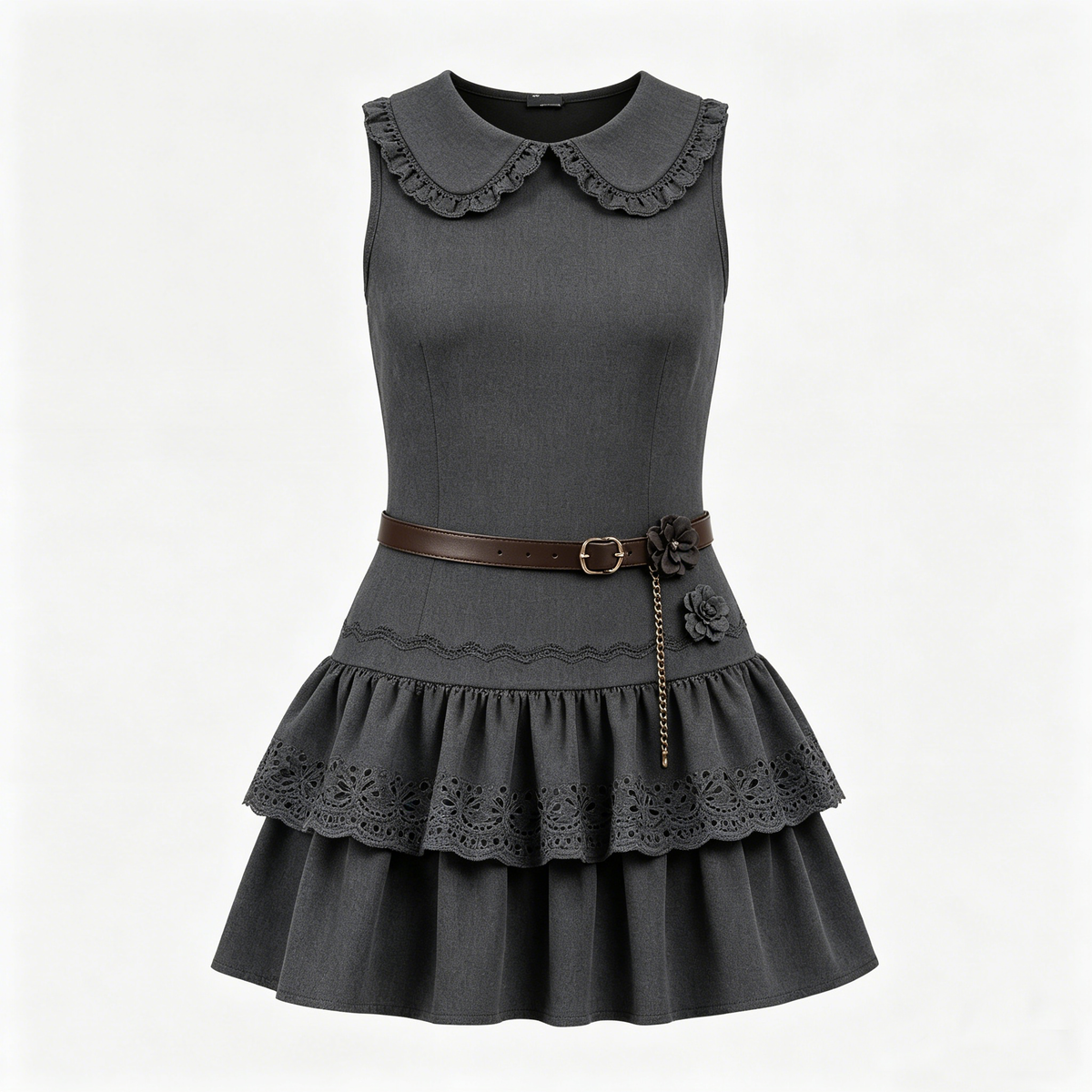 Peter Pan Collar Ruffle Mini Dress