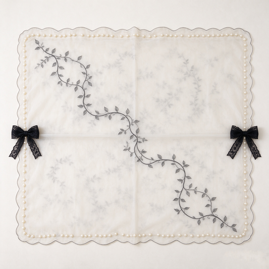 White Vine Embroidery Pearl Sofa Towel