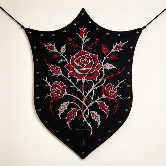Black Shield Rose Thorn Tapestry