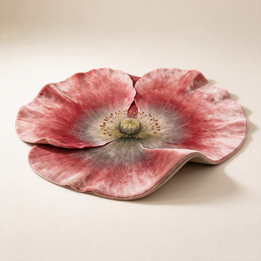 Red Poppy Flower Shaped Rug