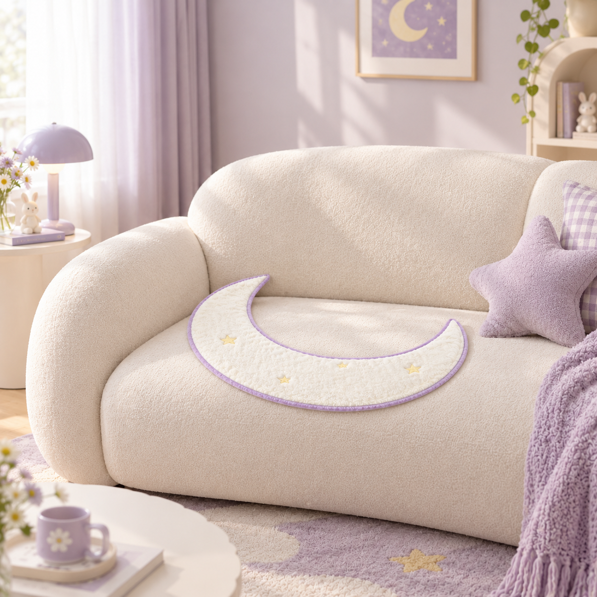 Crescent Moon Star Plush Sofa Towel
