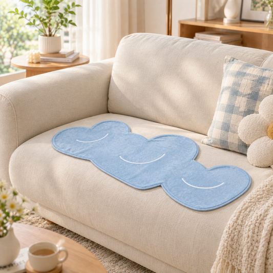 Blue Cloud Heart Smile Plush Sofa Towel