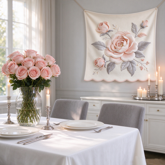 Blush Peony Pearl Square Tapestry