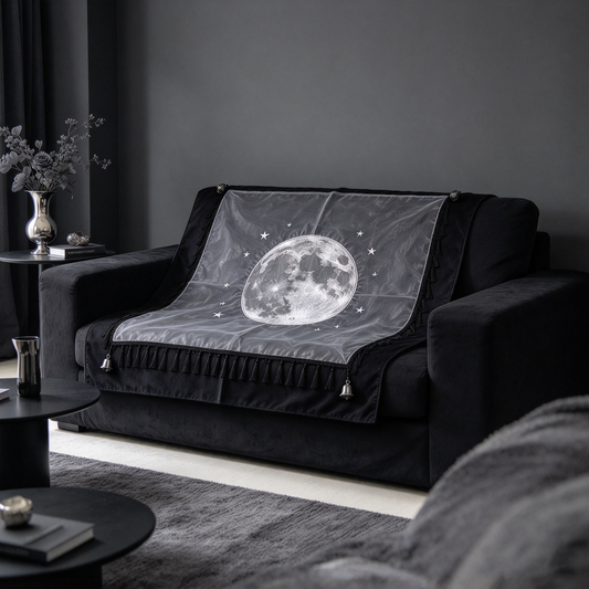 Black Moon Star Fringe Sofa Towel