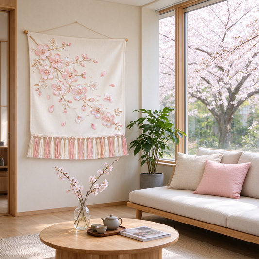 Cherry Blossom Tassel Tapestry
