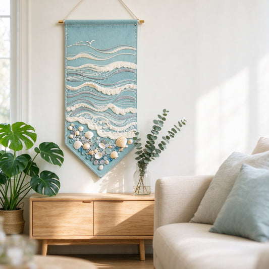 Ocean Wave Shell Pennant Tapestry