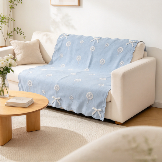 Light Blue Dandelion Bow Sofa Towel