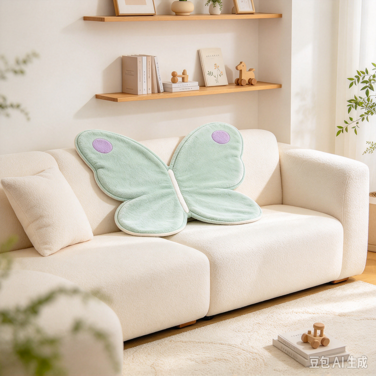 Mint Butterfly Shaped Plush Sofa Towel