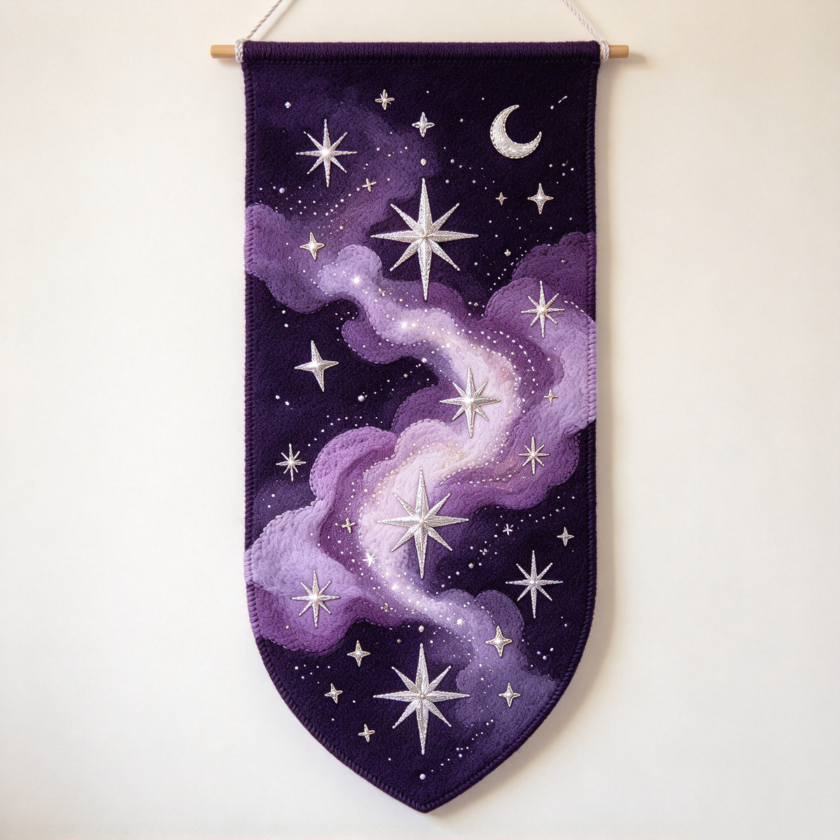 Purple Galaxy Star Moon Pennant