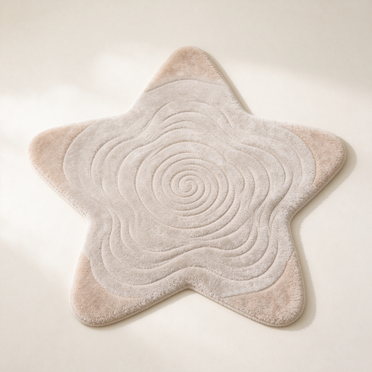 Beige Spiral Star Shaped Rug