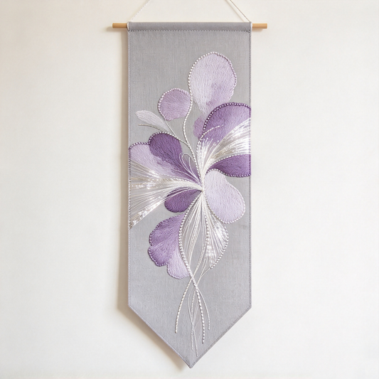 Purple Butterfly Embroidery Pennant