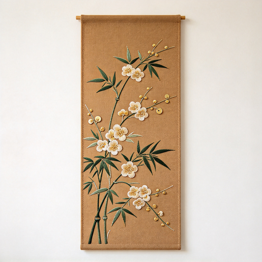 Brown Bamboo Plum Blossom Tapestry