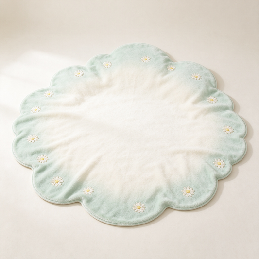 Mint Daisy Round Plush Sofa Towel