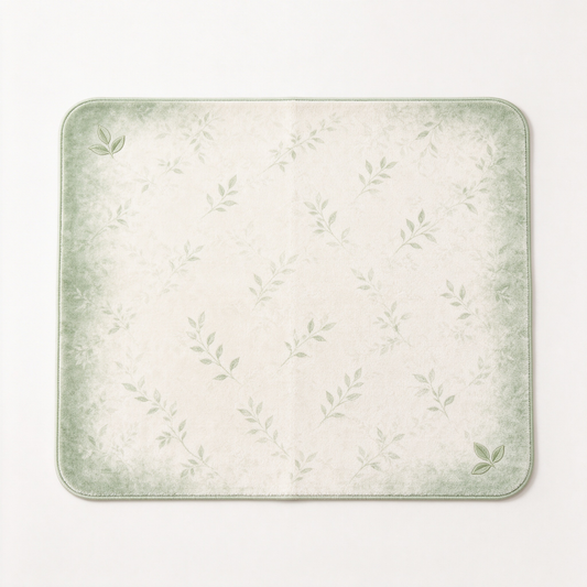 Sage Green Leaf Branch Rectangular Rug