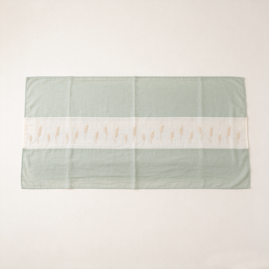 Mint Wheat Embroidered Sofa Towel