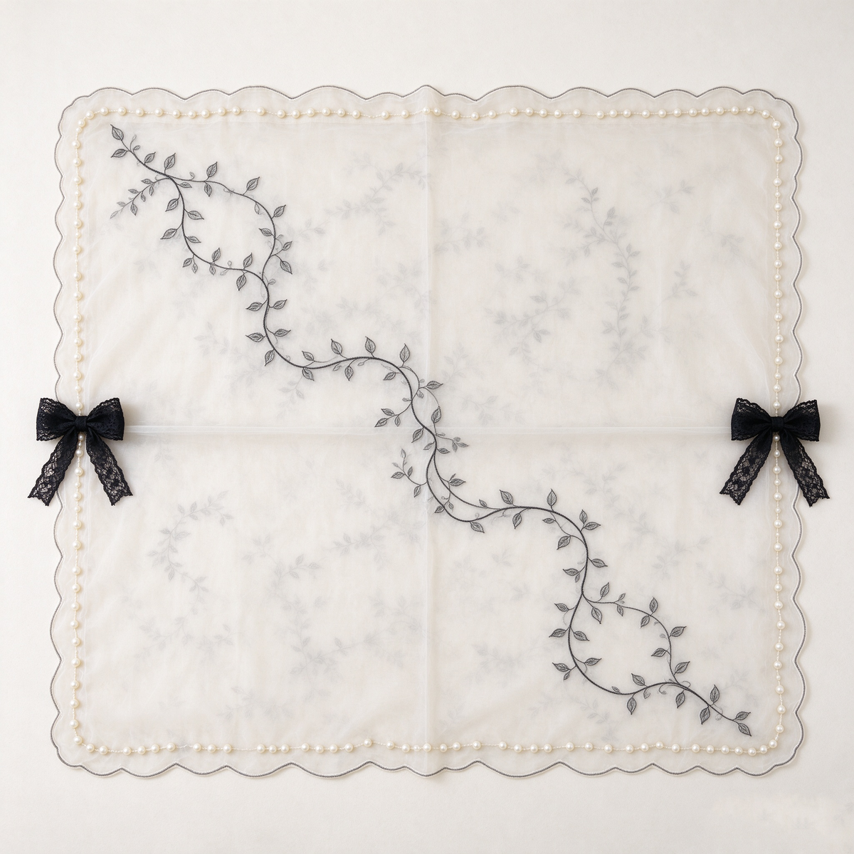 White Vine Embroidery Pearl Sofa Towel