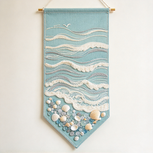 Ocean Wave Shell Pennant Tapestry