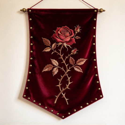 Burgundy Velvet Rose Tapestry